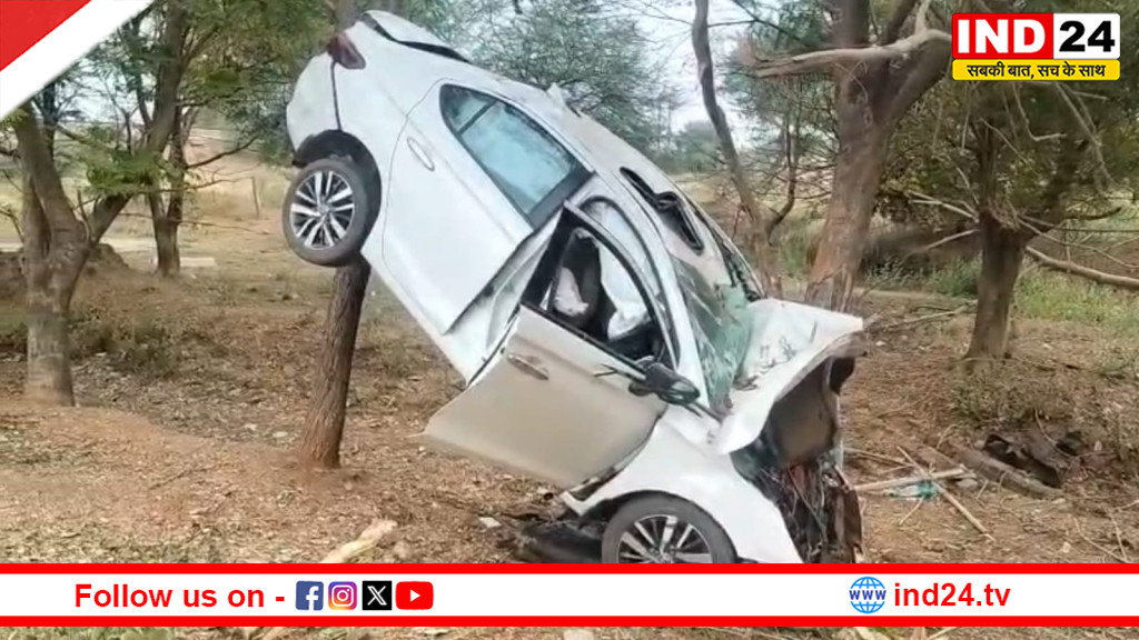 नया रायपुर में भीषण सड़क हादसा: हवा में उछलकर दो पेड़ों के बीच फंसी कार, डॉक्टर गंभीर