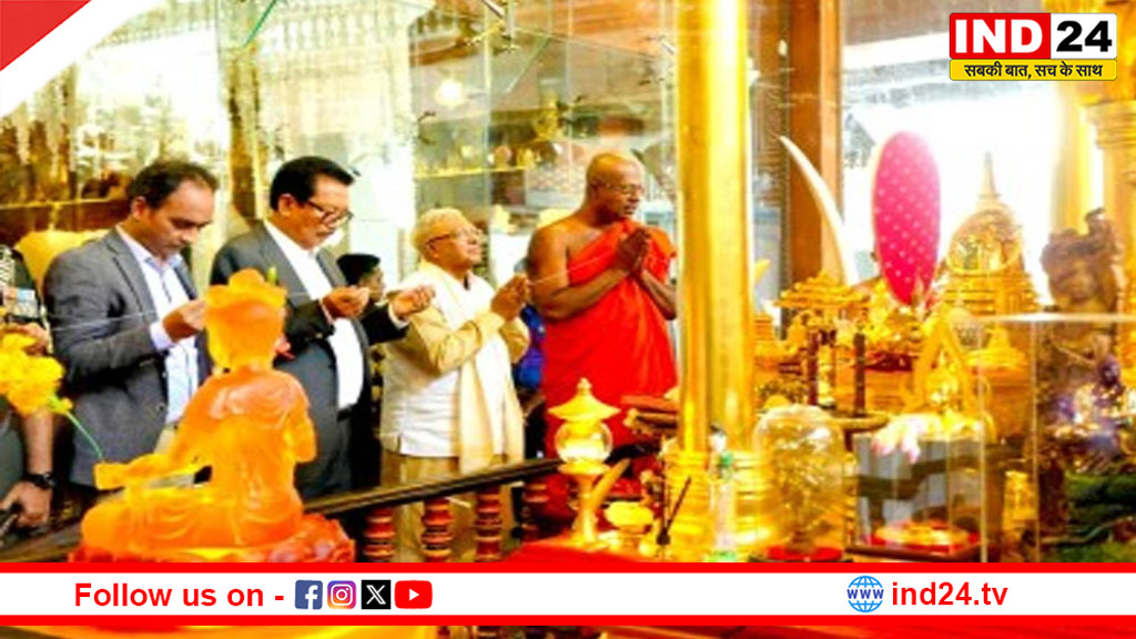 देवनीमोरी बुद्ध अवशेष भारत लाने श्रीलंका पहुंचे राज्यपाल मंगुभाई पटेल, कोलंबो एयरपोर्ट पर उप जनसंचार मंत्री ने किया भव्य स्वागत
