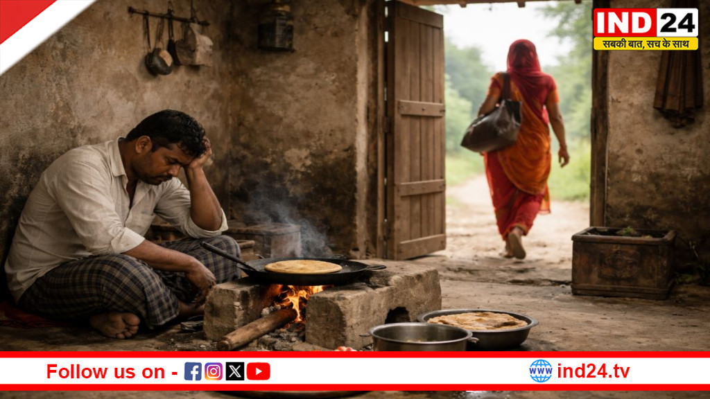 बाराबंकी : चूल्हे पर खाना बनाने को कहा तो बच्चे संग पत्नी घर छोड़कर गई