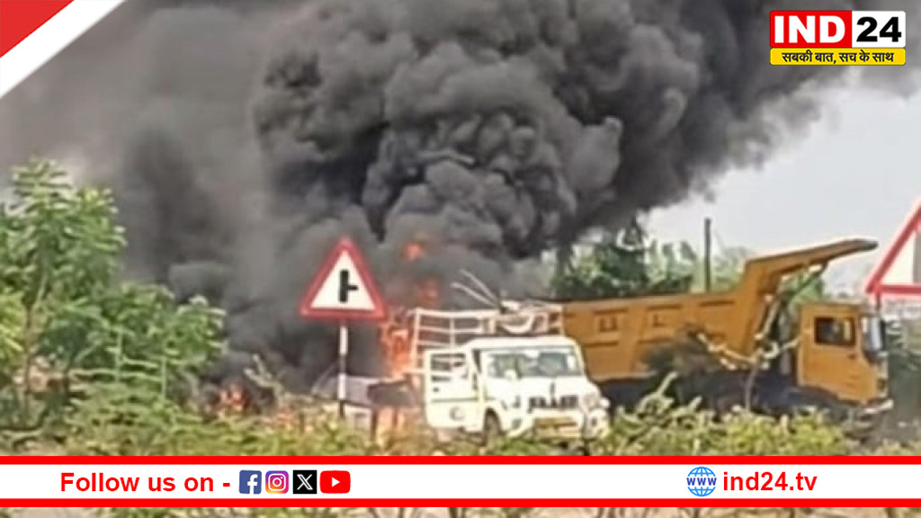 देवपुरी में टला बड़ा हादसा: रोड मार्किंग वाहन में ब्लास्ट, ड्राइवर की सूझबूझ से बची 6 जिंदगियां