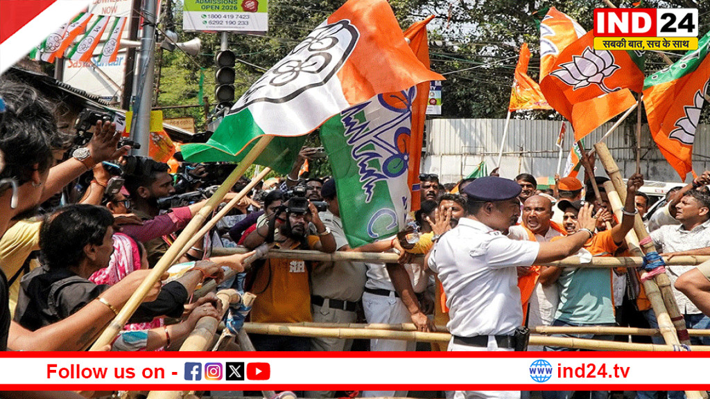 कालीघाट में BJP-TMC आमने-सामने: रोड शो के दौरान नारेबाज़ी से बढ़ा तनाव