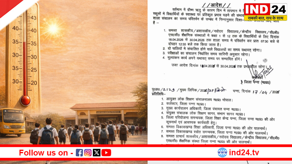 पन्ना में भीषण गर्मी के बीच स्कूलों का बदला समय  