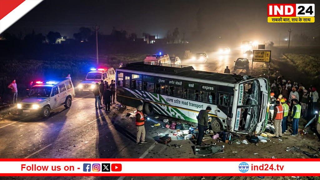  पंजाब में भीषण सड़क हादसा: तीर्थयात्रियों से भरी बस पलटने से 6 की मौत, 21 घायल; बैसाखी मनाकर लौट रहे थे श्रद्धालु