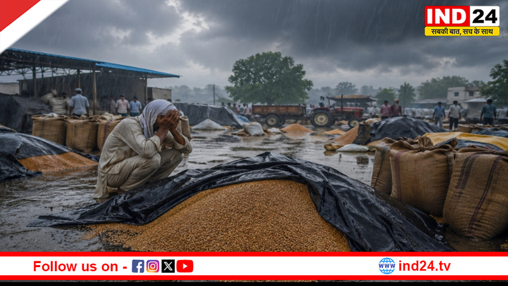 पन्ना में मौसम का कहर: 44°C गर्मी के बाद मूसलाधार बारिश, खरीदी केंद्रों पर भीगा किसानों का अनाज