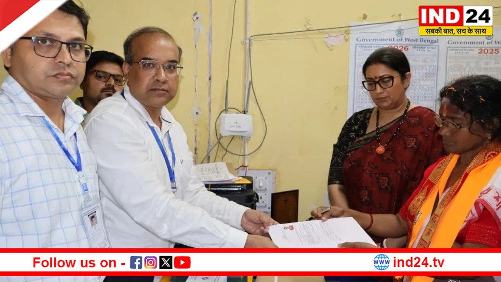 पानिहाटी में BJP उम्मीदवार रत्ना देवनाथ का शक्ति संदेश, नामांकन के दौरान साड़ी के पल्लू पर लिखा ‘शक्तिरूपेण संस्थिता’