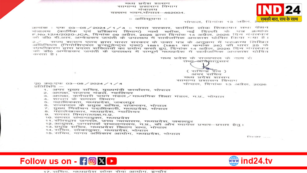एमपी में 14 अप्रैल को बैंक बंद रहेंगे:आदेश जारी,40 हजार कर्मचारी कर रहे थे मांग 