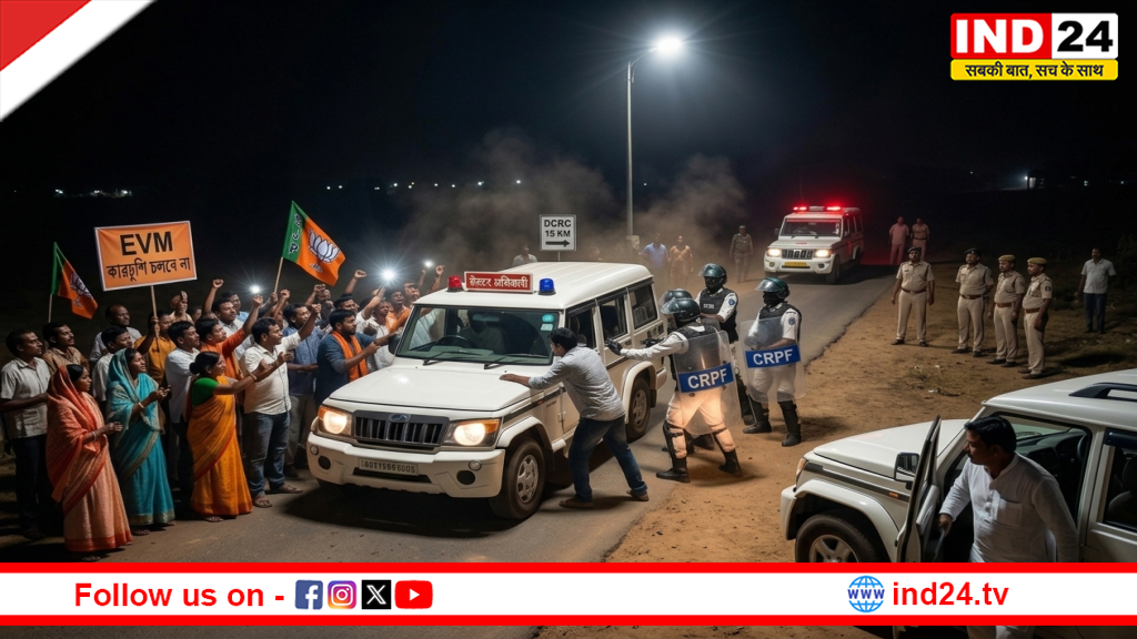 बंगाल चुनाव: सेक्टर ऑफिसर की गाड़ी में 'एक्स्ट्रा' EVM मिलने पर आधी रात को रणक्षेत्र बना हल्दिबाड़ी; BJP का धांधली का आरोप