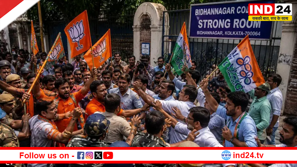 बंगाल चुनाव: बिधाननगर काउंटिंग सेंटर के बाहर बवाल: TMC-BJP समर्थकों में झड़प, पुलिस ने किया लाठीचार्ज