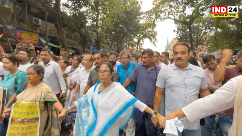 धर्मतला में हॉकर्स हटाने के खिलाफ तृणमूल का बड़ा विरोध प्रदर्शन, ममता बनर्जी कर रही नेतृत्व