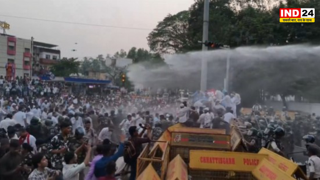 NEET पेपर लीक पर बिलासपुर में बवाल, NSUI प्रदर्शन के दौरान पुलिस लाठीचार्ज से बढ़ा विवाद