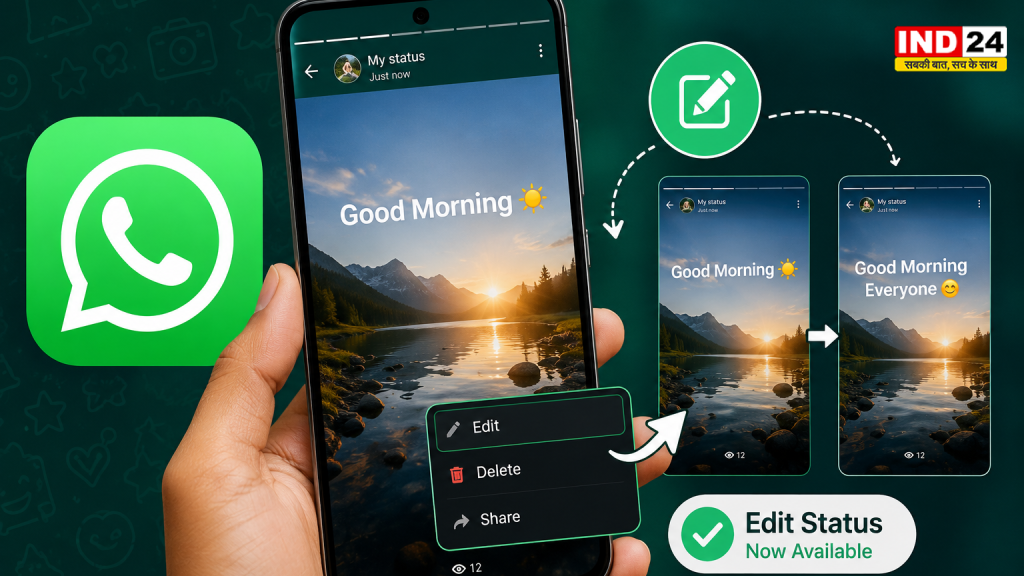 WhatsApp यूजर्स के लिए बड़ी राहत! अब स्टेटस पोस्ट करने के बाद भी सुधार सकेंगे गलती, आ रहा है नया Edit फीचर