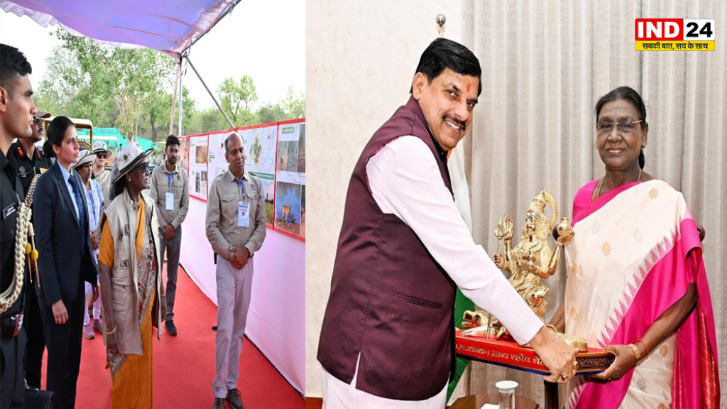 कूनो नेशनल पार्क पहुंचीं राष्ट्रपति  मुर्मु, चीता कमांड-कंट्रोल सेंटर का किया अवलोकन   