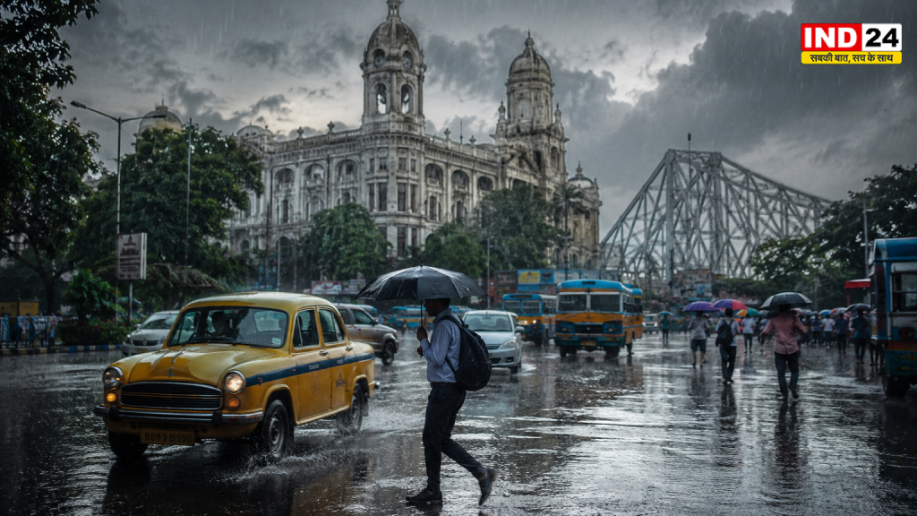 कोलकाता में मूसलाधार बारिश से जनजीवन अस्त-व्यस्त, कई इलाकों में जलभराव और ट्रैफिक प्रभावित