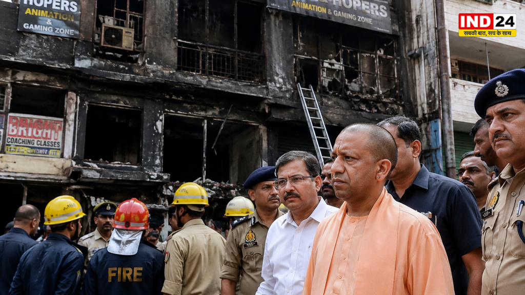 लखनऊ अग्निकांड: कोचिंग सेंटर में भीषण आग से 15 छात्रों की मौत, बच्चों को बचाने के लिए दीवारें काटकर किया गया रेस्क्यू,सीएम योगी ने किया घटनास्थल का निरीक्षण