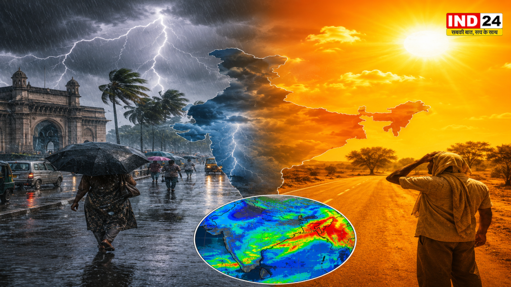 Weather Updates: मानसून ने बदली चाल, कहीं मूसलाधार बारिश तो कहीं 43°C की तपिश; IMD ने जारी किया डबल अलर्ट