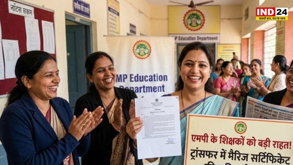 एमपी के शिक्षकों को बड़ी राहत, मैरिज सर्टिफिकेट की अनिवार्यता में ढील, अब वैकल्पिक दस्तावेज भी होंगे मान्य