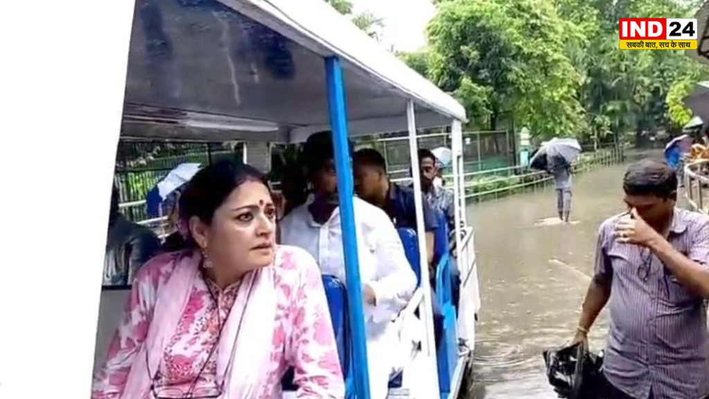अलीपुर चिड़ियाघर में जलभराव के बीच मंत्री अग्निमित्रा पॉल पहुंचीं, हालात का लिया जायजा