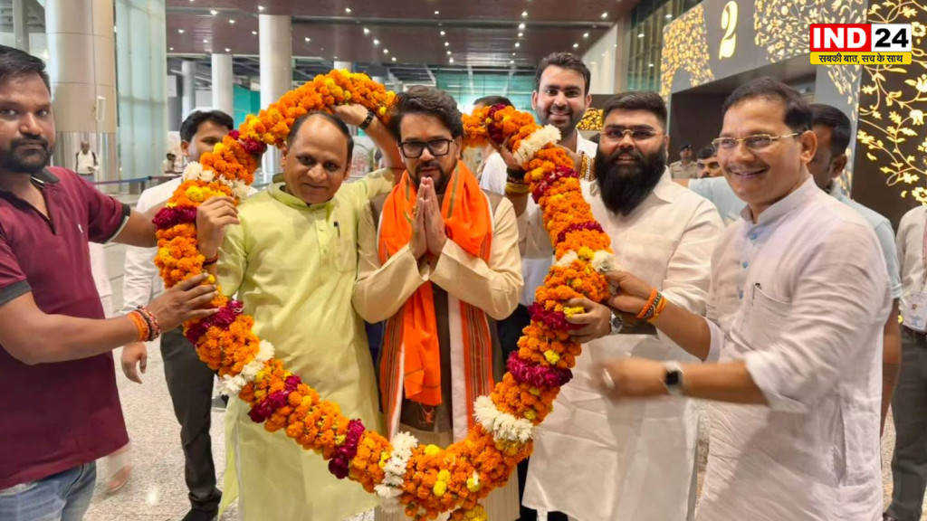 One Nation One Election पर मंथन के लिए लखनऊ पहुंचे अनुराग ठाकुर, बीजेपी कार्यकर्ताओं ने किया भव्य स्वागत
