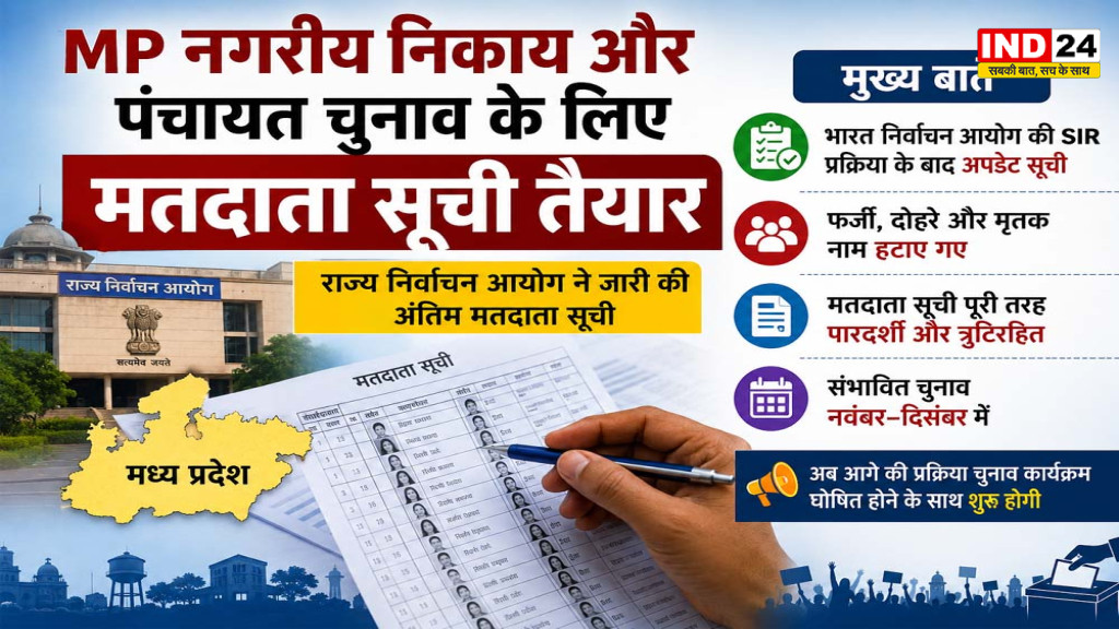 MP Local Body By-Election 2026: निकाय-पंचायत की अंतिम वोटर लिस्ट जारी, नवंबर-दिसंबर में चुनाव की तैयारी