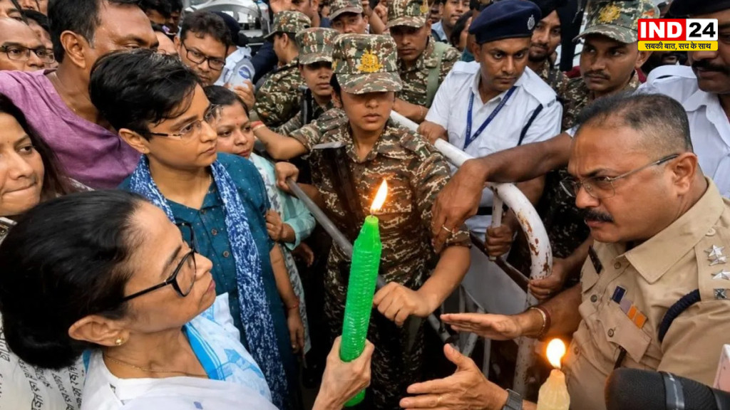 बैरिकेड तोड़ सड़कों पर उतरीं ममता बनर्जी बारुईपुर कांड के खिलाफ निकाला कैंडल मार्च, सीएम सुवेंदु पर भड़की TMC