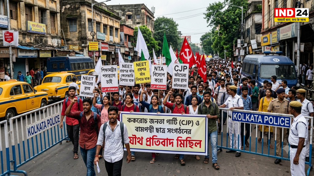 दिल्ली का गुस्सा अब कोलकाता की सड़कों पर, कॉकरोच जनता पार्टी' और वामपंथी छात्र संगठनों ने निकाला विशाल विरोध मार्च