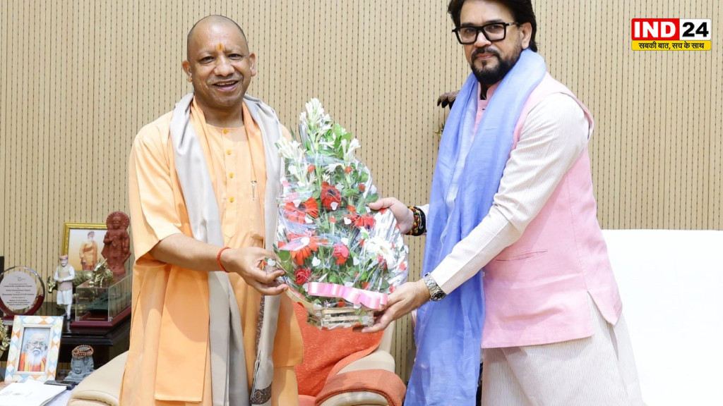 लखनऊ में सीएम योगी से मिले अनुराग ठाकुर, आत्मनिर्भर उत्तर प्रदेश समेत कई मुद्दों पर हुई चर्चा