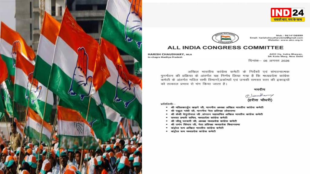 MP Congress Reshuffle: मध्य प्रदेश कांग्रेस में बड़ा संगठनात्मक फेरबदल, सभी विभाग-प्रकोष्ठ तत्काल प्रभाव से भंग; जानें संगठन में क्यों हुआ बड़ा बदलाव?