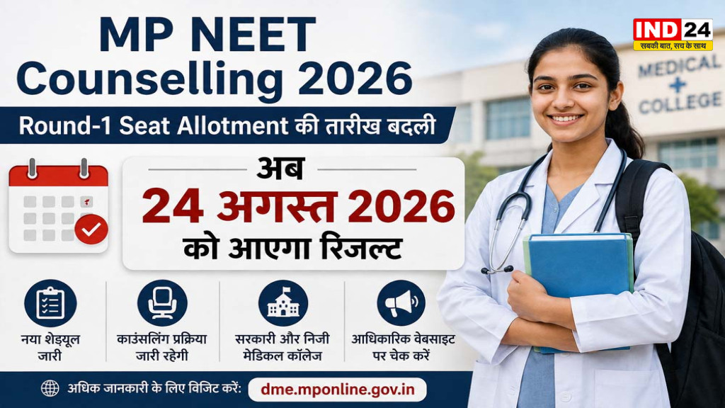 MP NEET Counselling 2026: Round-1 Seat Allotment की तारीख बदली, अब 24 अगस्त को आएगा रिजल्ट