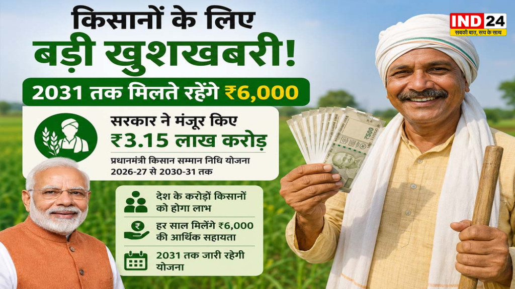 PM Kisan Yojana: किसानों के लिए बड़ी खुशखबरी, 2031 तक मिलते रहेंगे ₹6,000; सरकार ने मंजूर किए ₹3.15 लाख करोड़