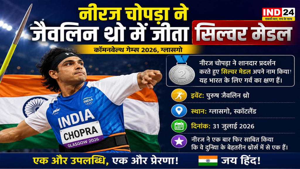 Neeraj Chopra CWG 2026 Result: नीरज चोपड़ा ने जीता सिल्वर, यशवीर को ब्रॉन्ज; श्रीलंका के रुमेश ने छीना गोल्ड