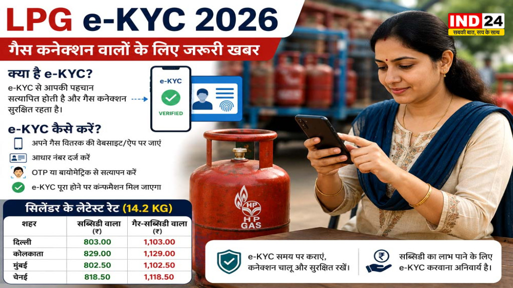 LPG e-KYC 2026: गैस कनेक्शन वालों के लिए जरूरी खबर, जानें e-KYC और सिलेंडर के लेटेस्ट रेट