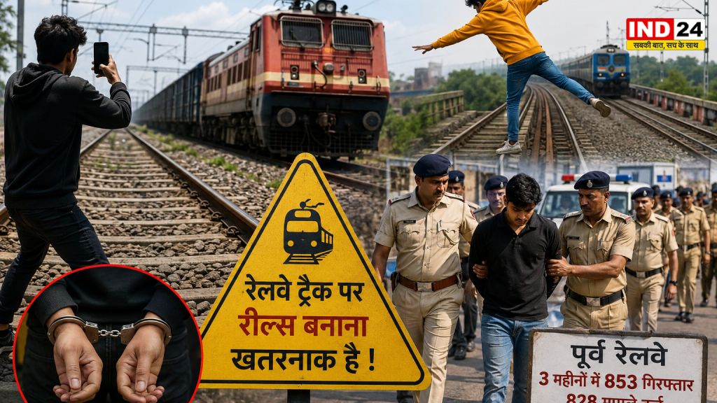 रेल पटरियों पर रील्स और खतरनाक स्टंट पड़े भारी, पूर्व रेलवे ने 3 महीनों में 853 लोगों को किया गिरफ्तार, 828 मामले दर्ज