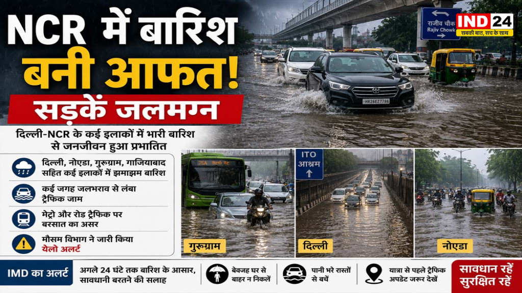 Delhi Rain Update: मूसलाधार बारिश से दिल्ली-एनसीआर बेहाल, DND फ्लाईवे और एक्सप्रेसवे पर लंबा जाम