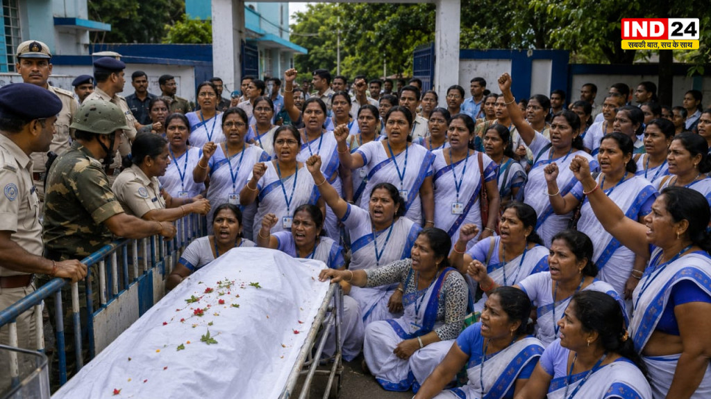 बांकुड़ा में आशा कार्यकर्ता की मौत पर बवाल: अस्पताल में प्रदर्शन, काम के दबाव और वायरल वीडियो पर उठे सवाल