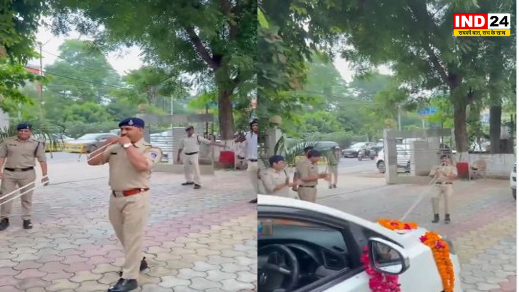 MP News: ग्वालियर में रिटायर IG को अनोखी विदाई, आरक्षक ने दांतों से खींची फूलों से सजी कार