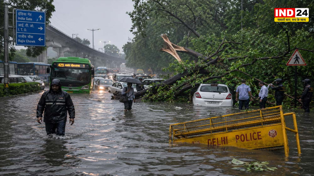 Delhi Rain: 127 mm बारिश से 16 साल का रिकॉर्ड टूटा, 9 जगह मकान-दीवार गिरीं; आज भी अलर्ट
