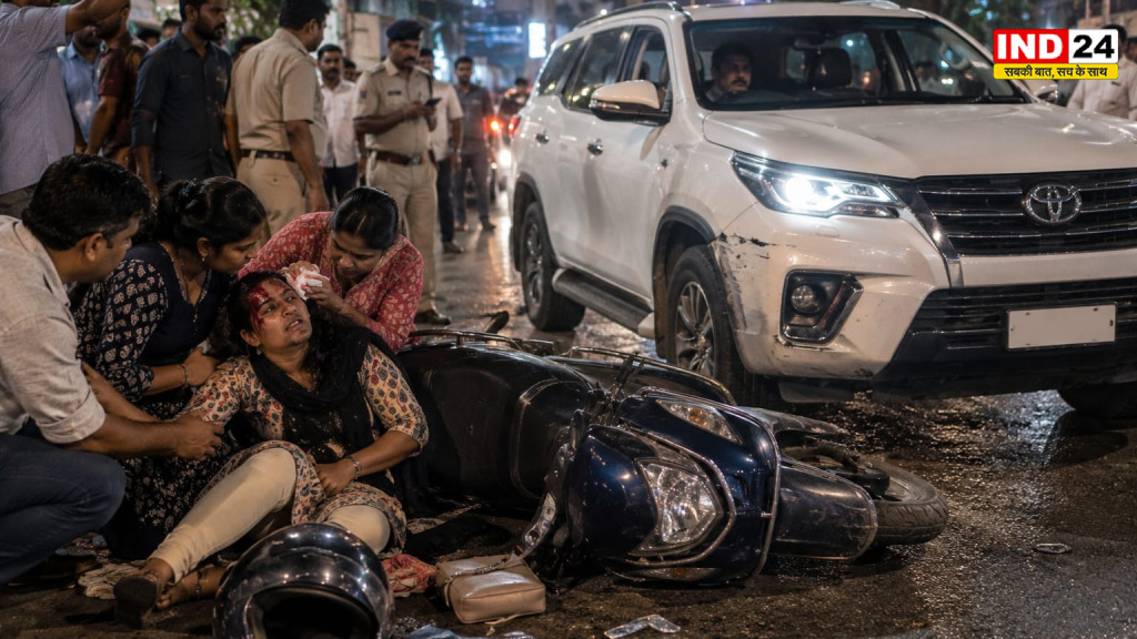 कोन्नगर में BJP विधायक की गाड़ी की टक्कर से स्कूटी सवार महिला घायल, सिर में लगे 8 टांके; स्थानीय लोगों ने किया विरोध