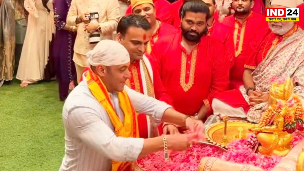 अंटालिया में भाईजान का भक्ति रूप, माथे पर तिलक और कंधे पर अंगवस्त्र पहन सलमान खान ने की गणपति की आरती, वीडियो वायरल