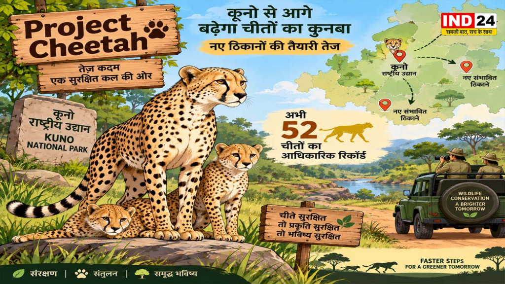 Project Cheetah: कूनो से आगे बढ़ेगा चीतों का कुनबा, नए ठिकानों की तैयारी तेज; अभी 52 चीतों का आधिकारिक रिकॉर्ड
