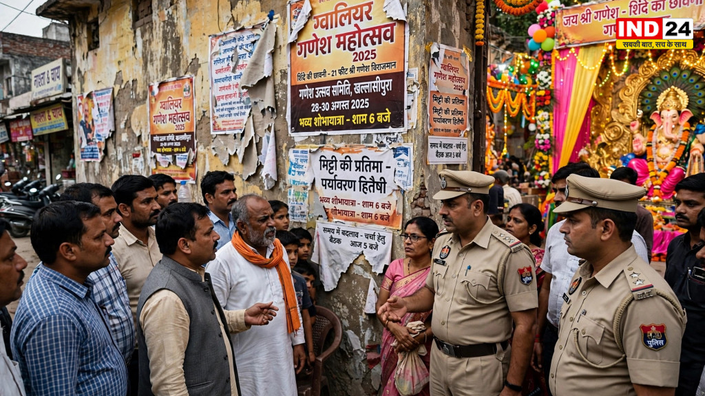 ग्वालियर में गणेश उत्सव के पोस्टर को लेकर विवाद, दो पक्षों में मारपीट