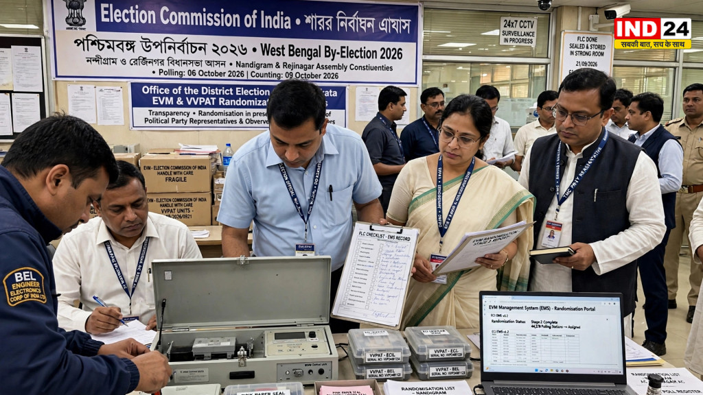 पश्चिम बंगाल उप-चुनाव 2026; रेजीनगर और नंदीग्राम सीटों के लिए EVM और VVPAT की दूसरी रैंडमाइजेशन प्रक्रिया पूरी