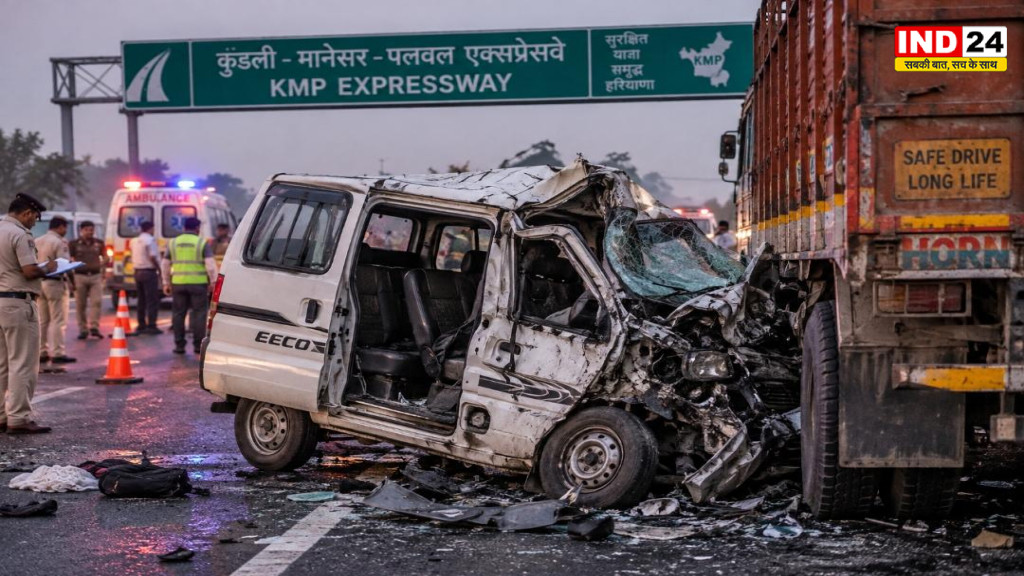 KMP एक्सप्रेसवे पर भीषण हादसा, ट्रक से टकराई मजदूरों से भरी ईको; 5 की मौत, 7 घायल