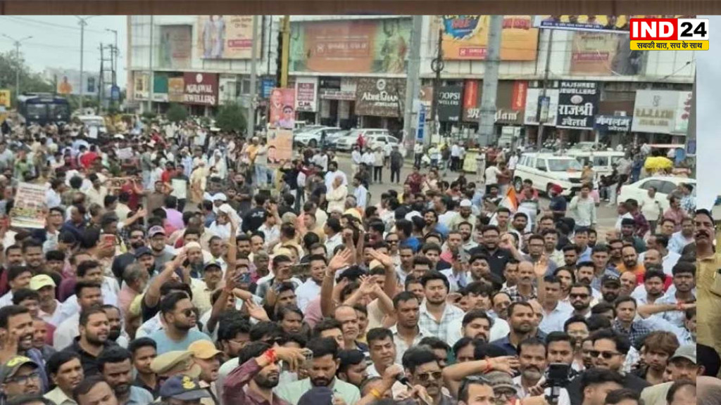 भोपाल में व्यापारियों का जोरदार प्रदर्शन, सीएम हाउस कूच से पहले पुलिस ने रोका; 4 घंटे तक सड़क पर डटे रहे