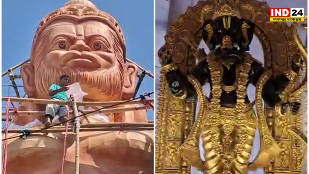 मानिकतला की गणेश पूजा में दिखा भक्ति का अनोखा रूप, 55 फीट के हनुमान के सीने में विराजे राम