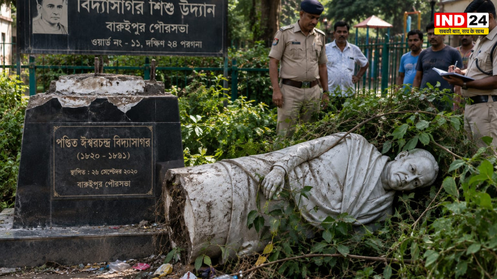 शिक्षक दिवस पर बारुईपुर में विद्यासागर की प्रतिमा झाड़ियों में मिली, बेदी से उखाड़कर फेंकने का आरोप; लोगों में भारी आक्रोश