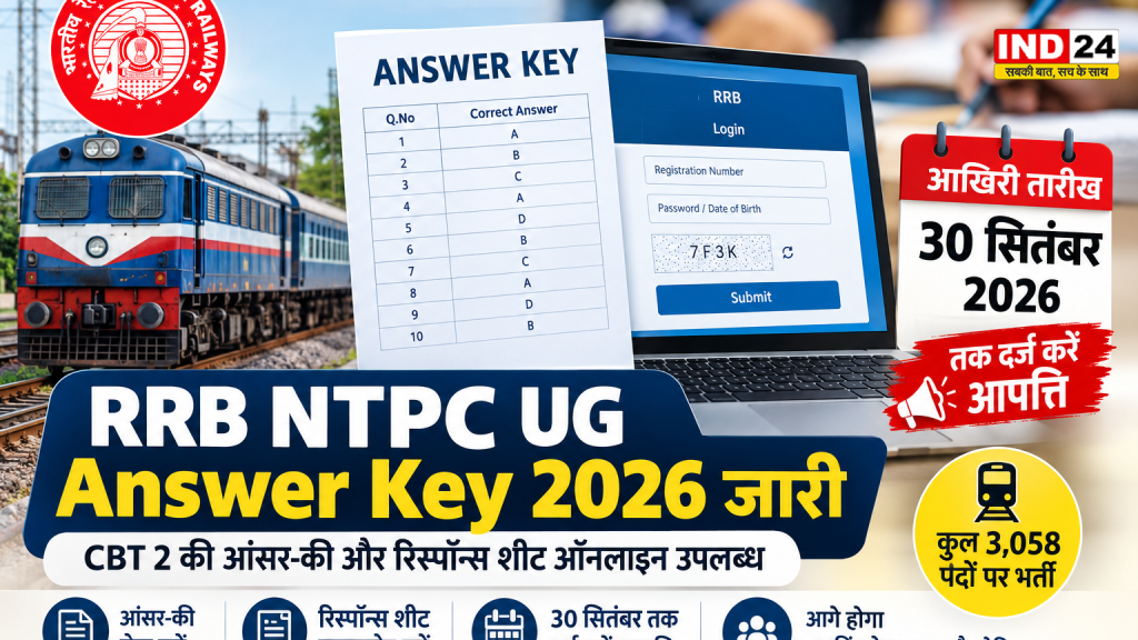 RRB NTPC UG Answer Key 2026 जारी, 30 सितंबर तक दर्ज करें आपत्ति, यहां देखें पूरी डिटेल