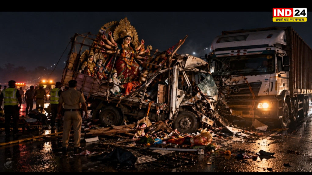 समृद्धि महामार्ग पर दर्दनाक हादसा: दुर्गा प्रतिमा लेकर लौट रहे वाहन को ट्रक ने मारी टक्कर, 7 की मौत; 21 घायल