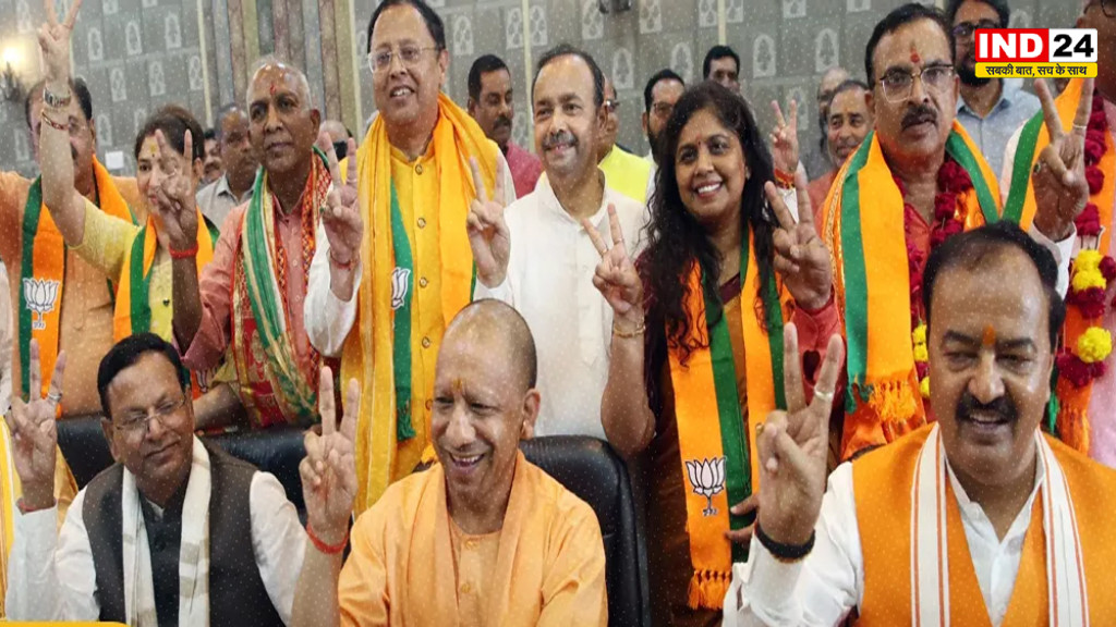 यूपी राज्यसभा चुनाव:प्रियंका रावत ने योगी के पैर छूकर नामांकन किया,BJP के 8 प्रत्याशियों ने भरा नामांकन