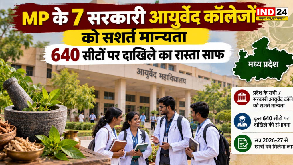 MP Ayurveda Colleges: 7 सरकारी आयुर्वेद कॉलेजों को सशर्त मान्यता, 640 सीटों पर दाखिले का रास्ता साफ
