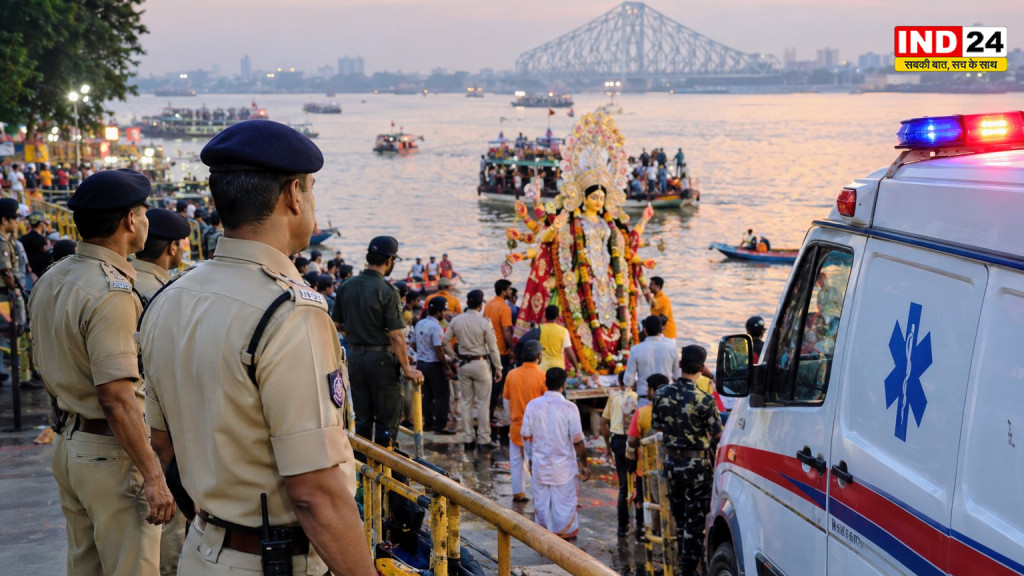 दुर्गा प्रतिमा विसर्जन को लेकर कोलकाता पुलिस अलर्ट, 4 दिनों तक घाटों पर तैनात रहेंगे वरिष्ठ अधिकारी, एंबुलेंस की भी व्यवस्था